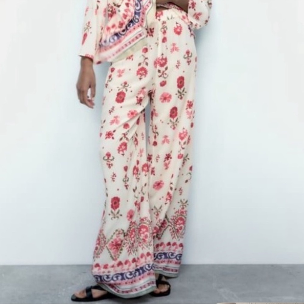 Zara Pink Floral Pants